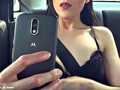 Amateur, Brunette brune, Voiture, Exhib, Fille latino, Lingerie, Mexicainne, Nénés