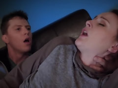 Passionate couch fuck with her stepbrother