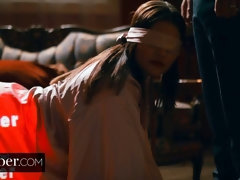 Anal, Cul, Brunette brune, En levrette, Double pénétration, Lingerie, Homme homme femme, Jarretelles