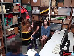 Two petite teen thieves fucked their way out of trouble