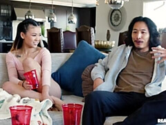 アジア人, お尻, フェラチオ, 茶髪の, バック, 自然山雀, ガリガリ, ティーン