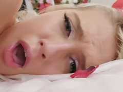 美女, ブロンド, フェラチオ, 巨乳な, 顔射, 下着, 馬乗り, ストッキング