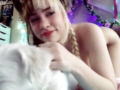 Doing Naked Yoga In Puppy Ears Hot Solo Masturbation