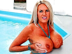 Mooie dikke vrouwen, Grote mammen, Badpak, Gapende, Handbeurt, Biljart, Tieten likken, Nat