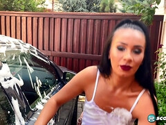 Helen Star: Car washing with her big tits and high heels