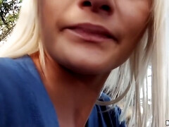 Leie, Schönheit, Grosser arsch, Blondine, Süss, Im freien, Pov, Titten