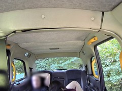Bent over amateur bangs fake taxi driver outdoor
