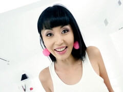 アジア人, 茶髪の, バック, 食べ物, 淫乱熟女, 自然山雀, スパンキング, オッパイの