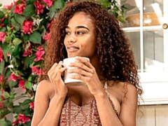 Incroyable, Noir ébène, Doigter, Béant, Poilue, Masturbation, Solo, Adolescente