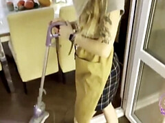 Naughty Housemaid Fucked Hard While Wife is Away - Blonde Teen Bunny Rabbits in Hot Kitchen Sex