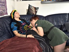 Mamada, Corridas, Alemán, Maduro, Estrella porno, Pelirrojo, Fumando, Tatuaje