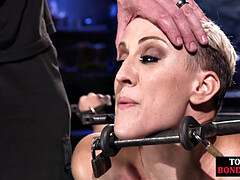 Tied submissive enjoys teasing