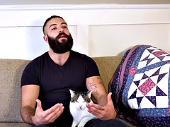 Hairy gay FTM with pussy gets fucked by big bear at home