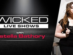 Soloing chubby brunette Estella Bathory opens her wet pussy