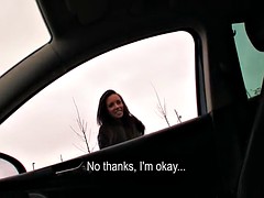 cutie gets her pink pussy fucked in the car