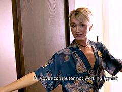 SHAME4K. MILF with short hair fucked after guy finds her obscene pictures