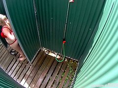 Czech Big Tits Blonde Spied in Public Shower Cabin