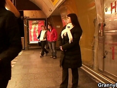 Granny Sluts - Fattie in the metro - Blowjob