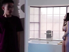 Milf Ariella Ferrera intense shower sex while showing big boobs