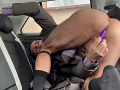 Schwarz, Auto, Schwarz, Schwul, Masturbation, Im freien, Polisch, Öffentlich