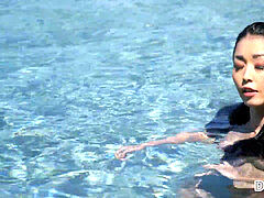 Marica Hase takes a bbc by the pool