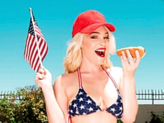 デカ尻, ビキニ, ブロンド, フェラチオ, バック, 手コキする, 淫乱熟女, 自然山雀