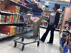 Short Black Milf with Bubble Butt in work pants