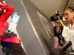 Eten, Satijn, Secretaresse, Kousen, Nat