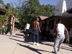 Nina Elle enjoying interracial gangbang