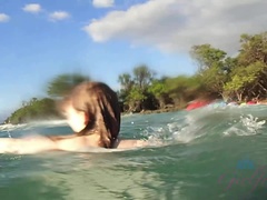 Plage, Poupée, Petite amie, Nue, De plein air, Pov, Public, Nénés