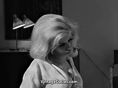 Busty Blonde's Intimate Time with Visitor (1960s Vintage)