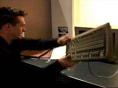 Weird guy dreams and fucks Retro brunettenasty in the office