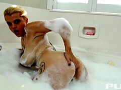 Blond, Vrouw, Hd, Doordringend, Douche, Alleen, Tatoeage, Speelgoed