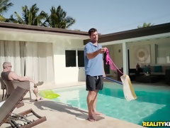 ブロンド, バック, ヒール, オナニー, オイル, プール, ハメ撮り, オッパイの