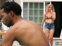 Grosse bite, Gros seins, Noire, Blonde, Tir de sperme, Hard, Interracial, Nénés