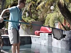 pool boy polished a classy shemales asshole bareback