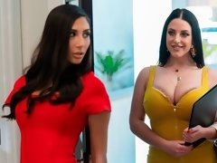 お尻, デカパイ, フェラチオ, 茶髪の, バック, 女 人男 人, 淫乱熟女, 三人