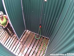 Amateur, Tchèque, Énorme, Monstre, Naturelle, Piscine, Public, Voyeur