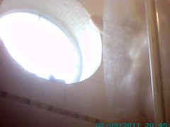 Blondine, Britisch, Geschnappt, Dusche, Spanner