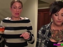 Horny tattooed sluts get drunk and jump on hard cocks