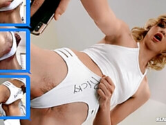 Blondine, Blasen, Geschnappt, Handjob, Lingerie, Masturbation, Rasiert, Jungendliche (18+)