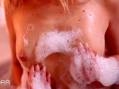 Schattig, Europees, Vingeren, Hd, Zoenen, Lesbisch, Orgasme, Tieten likken