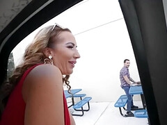 美女, デカ尻, デカパイ, 巨乳な, 車, 淫乱熟女, 馬乗り, 剃毛