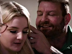 Busty 21 year old babe pussy fucked and cum in mouth in threesome