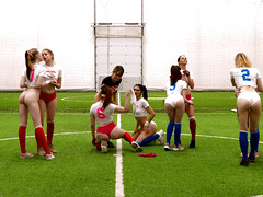 Lesbian orgy from cuties on the football field