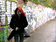 Redhead exhibitionist Monicas public masturbation