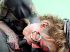 Inked freak Lily Lu gives luxurious ass-to-mouth head