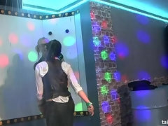 Blond, Bruinharig, Dansen, Interraciaal, Orgie, Feest, Pornster, Satijn