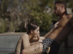 Sexy latina Alina Lopez blows in the pool and getting fucked indoors
