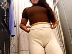 Anonimous babe, brunette small tits, trying clothes